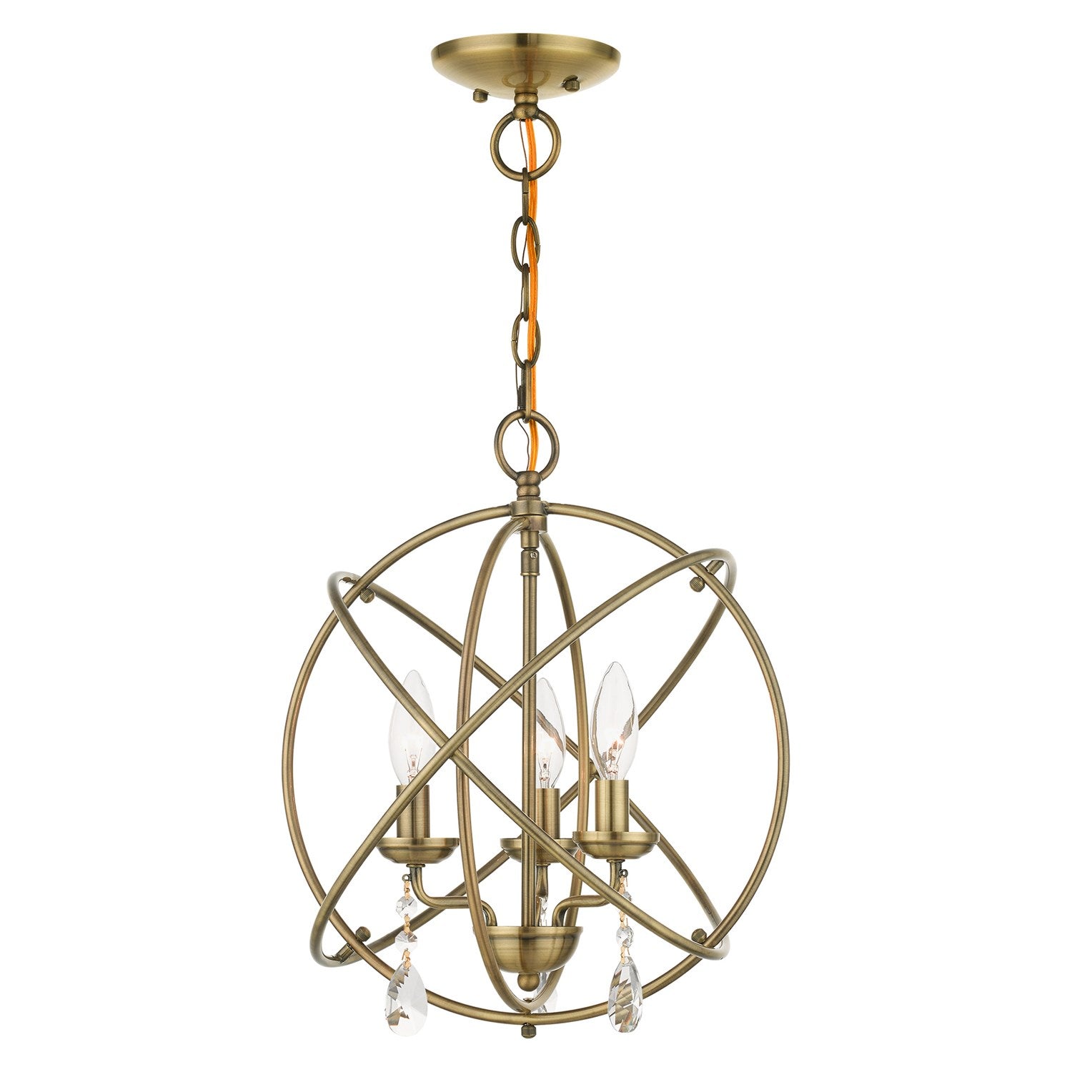 3 Light Antique Brass Convertible Chandelier / Semi Flush by Livex Lighting