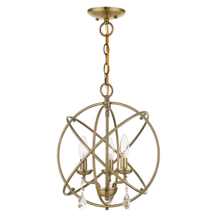3 Light Antique Brass Convertible Chandelier / Semi Flush by Livex Lighting