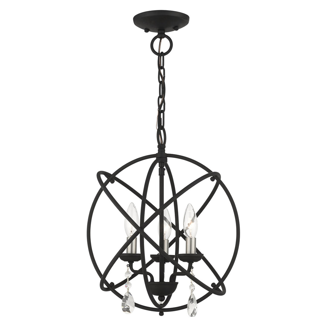 3 Light Black Convertible Chandelier / Semi Flush by Livex Lighting