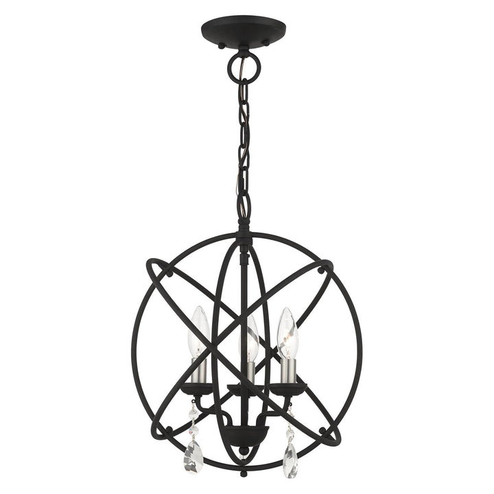3 Light Black Convertible Chandelier / Semi Flush by Livex Lighting