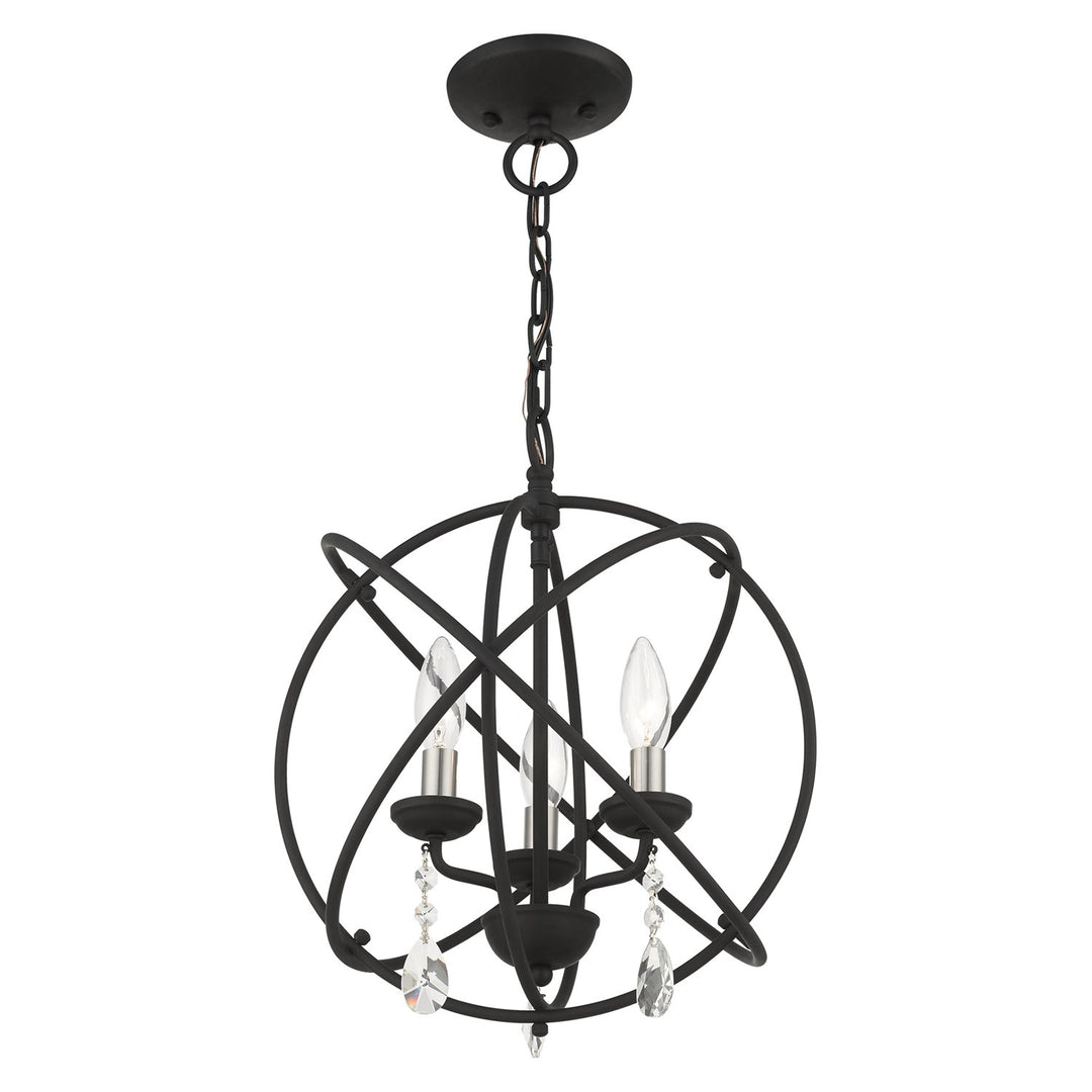 3 Light Black Convertible Chandelier / Semi Flush