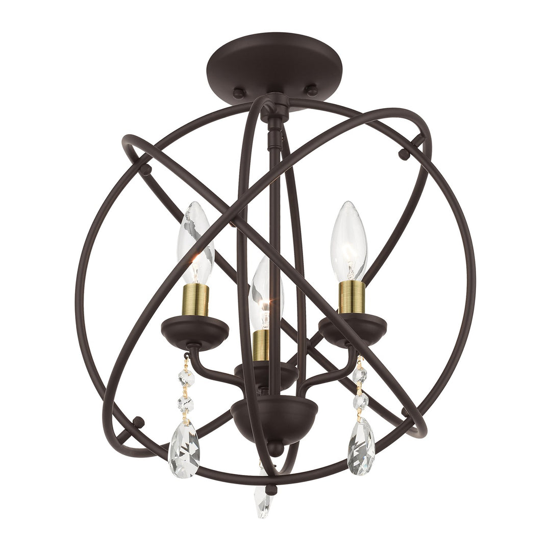 3 Light Bronze Convertible Chandelier / Semi Flush
