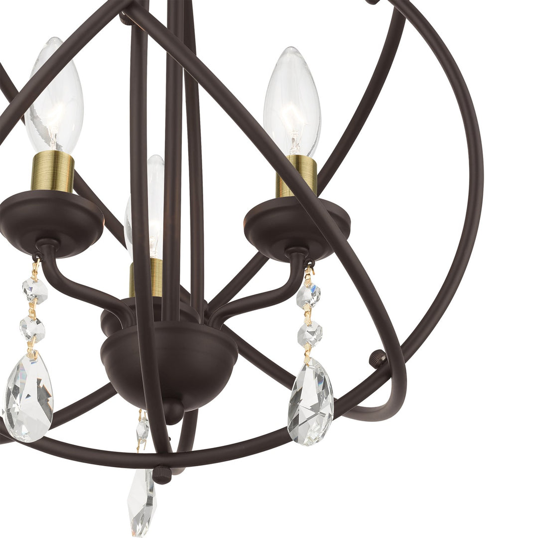 3 Light Bronze Convertible Chandelier / Semi Flush