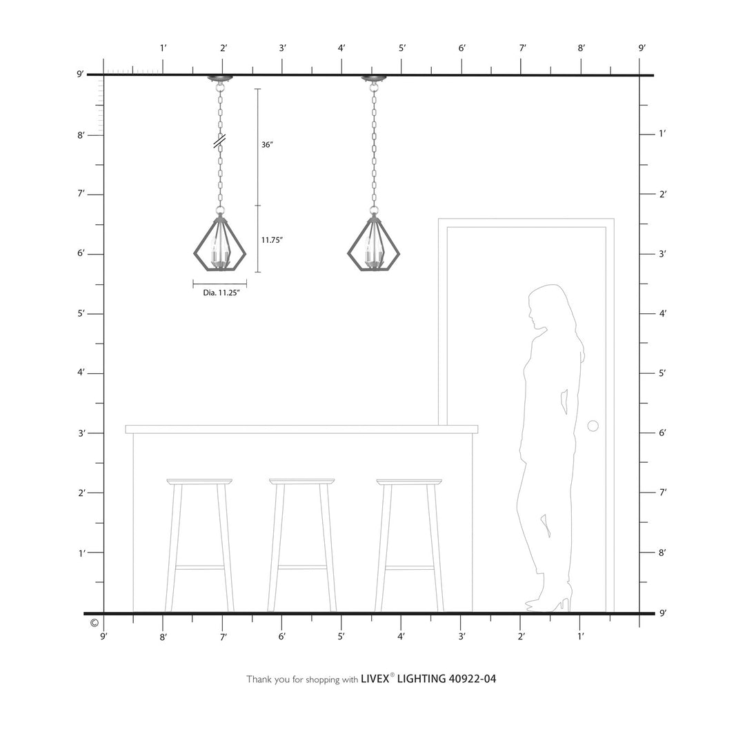 2 Light Black Chandelier