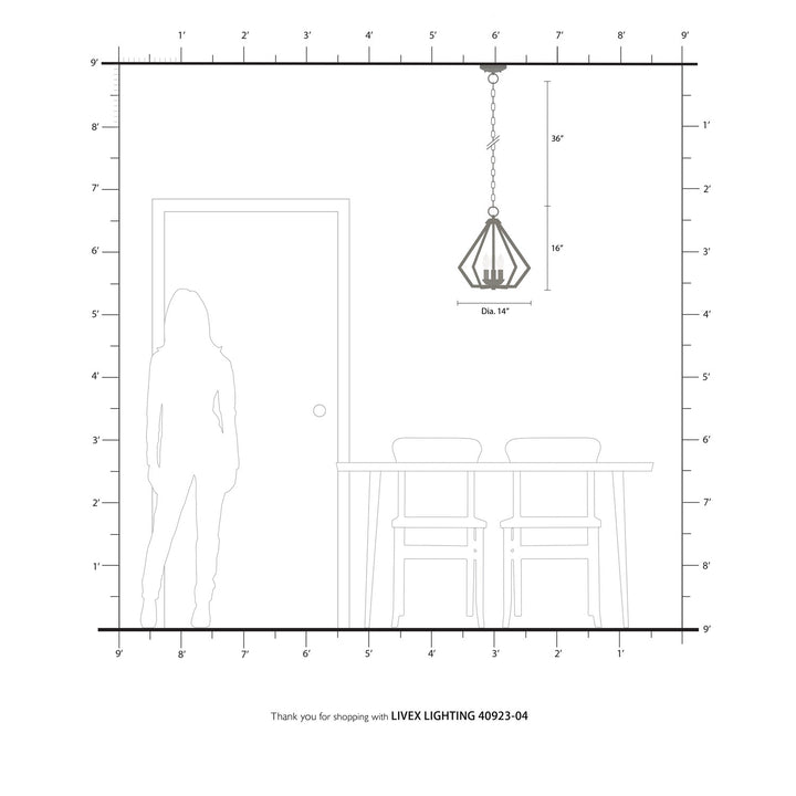 3 Light Black Chandelier