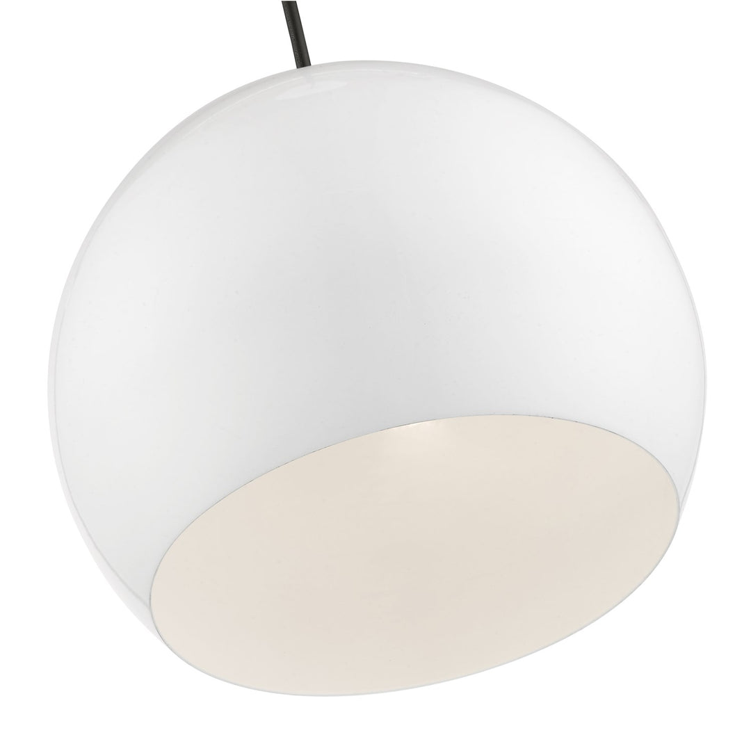 1 Light Shiny White With Polished Brass Accents Globe Pendant