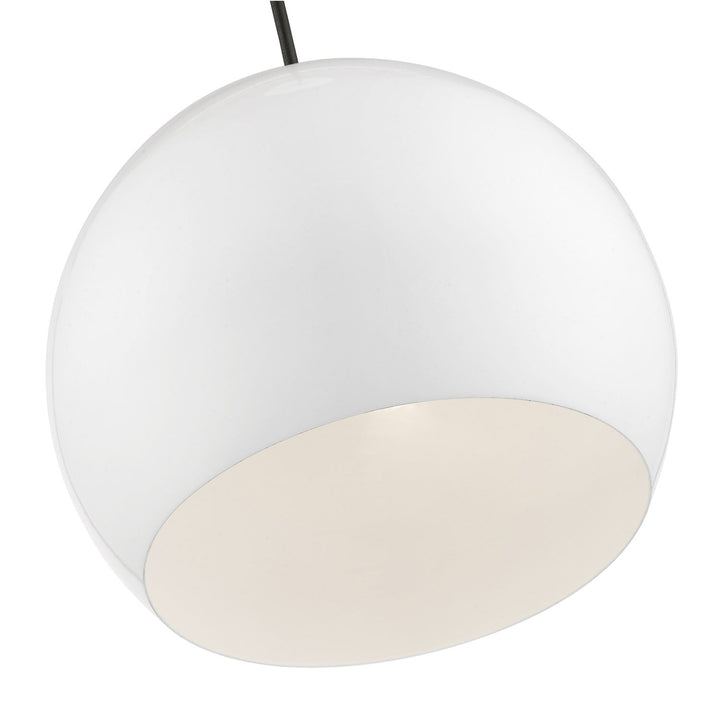 1 Light Shiny White With Polished Brass Accents Globe Pendant