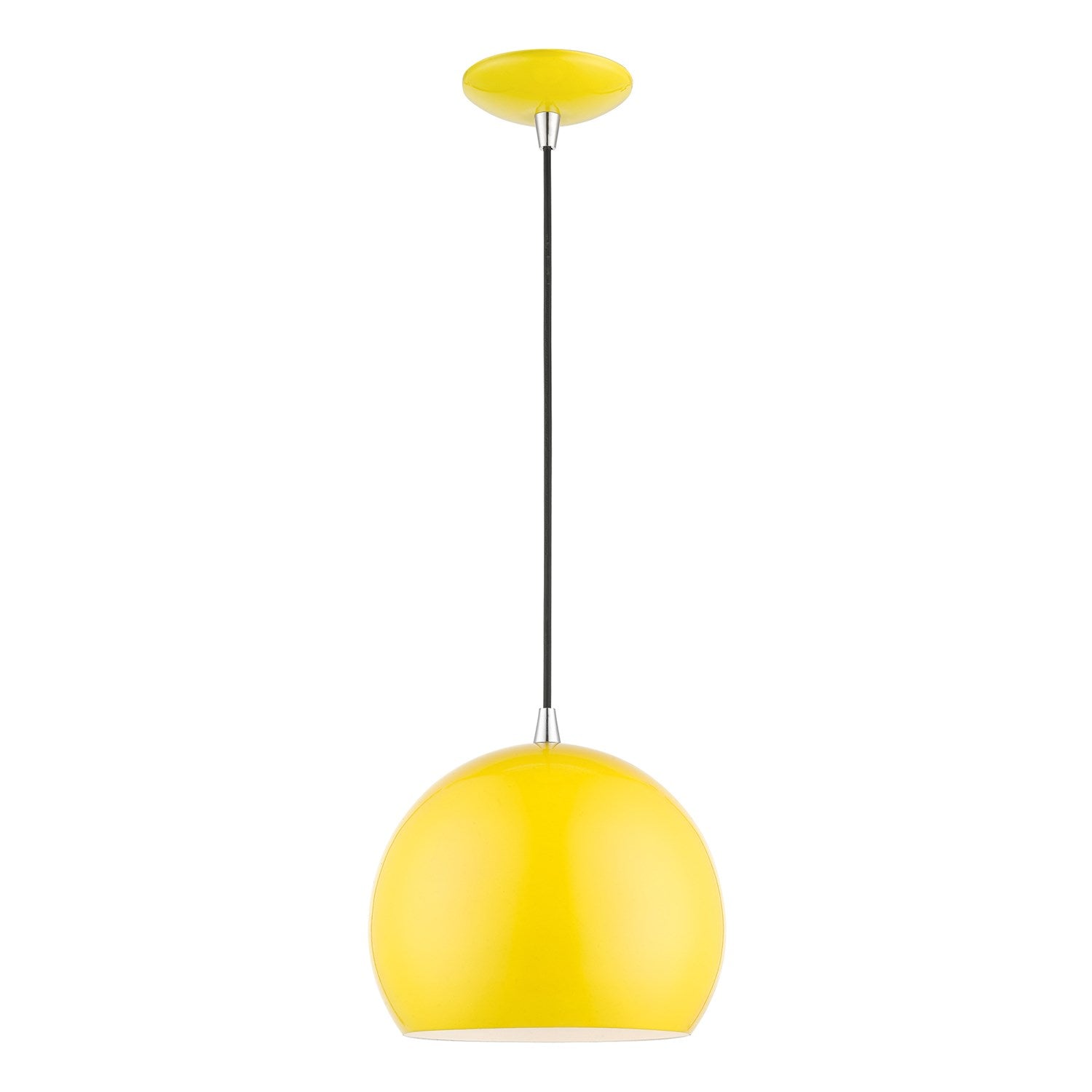 1 Light Shiny Yellow With Polished Chrome Accents Globe Pendant by Livex Lighting