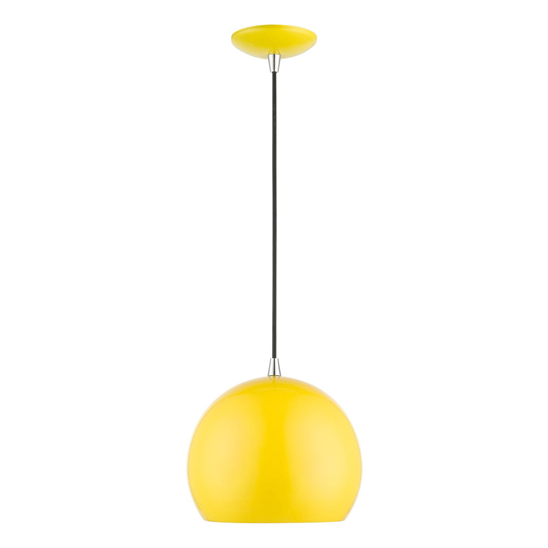 1 Light Shiny Yellow With Polished Chrome Accents Globe Pendant