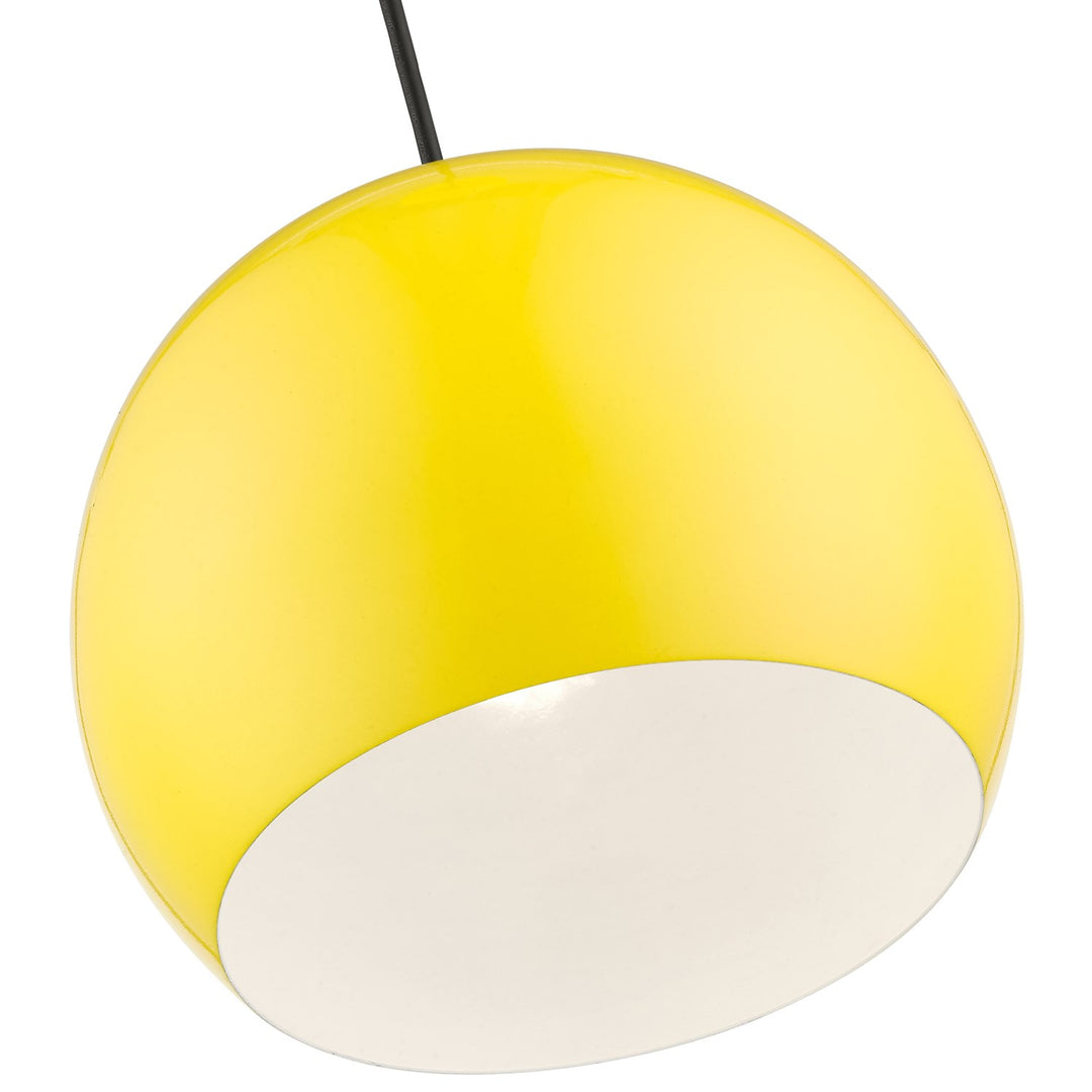 1 Light Shiny Yellow With Polished Chrome Accents Globe Pendant