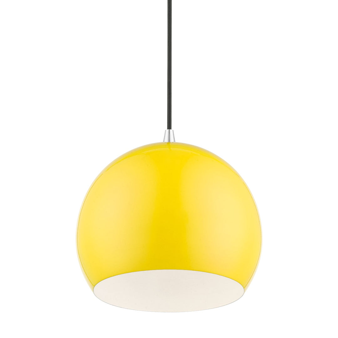 1 Light Shiny Yellow With Polished Chrome Accents Globe Pendant