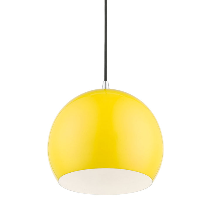 1 Light Shiny Yellow With Polished Chrome Accents Globe Pendant