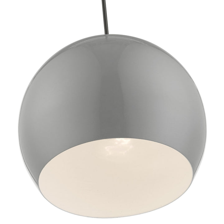 1 Light Shiny Light Gray With Polished Chrome Accents Globe Pendant