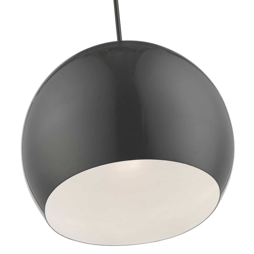 1 Light Shiny Dark Gray With Polished Chrome Accents Globe Pendant