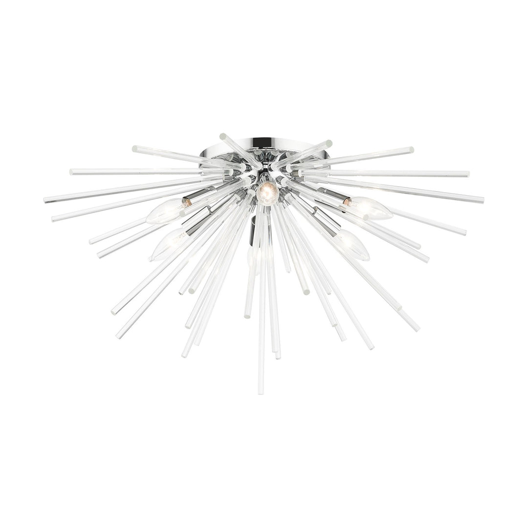 6 Light Polished Chrome Flush Mount