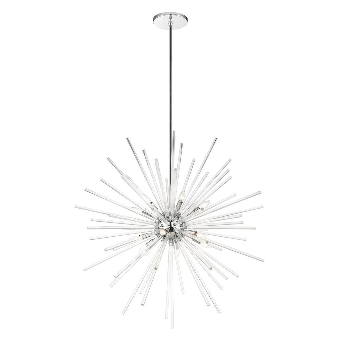 12 Light Polished Chrome Foyer Pendant Chandelier