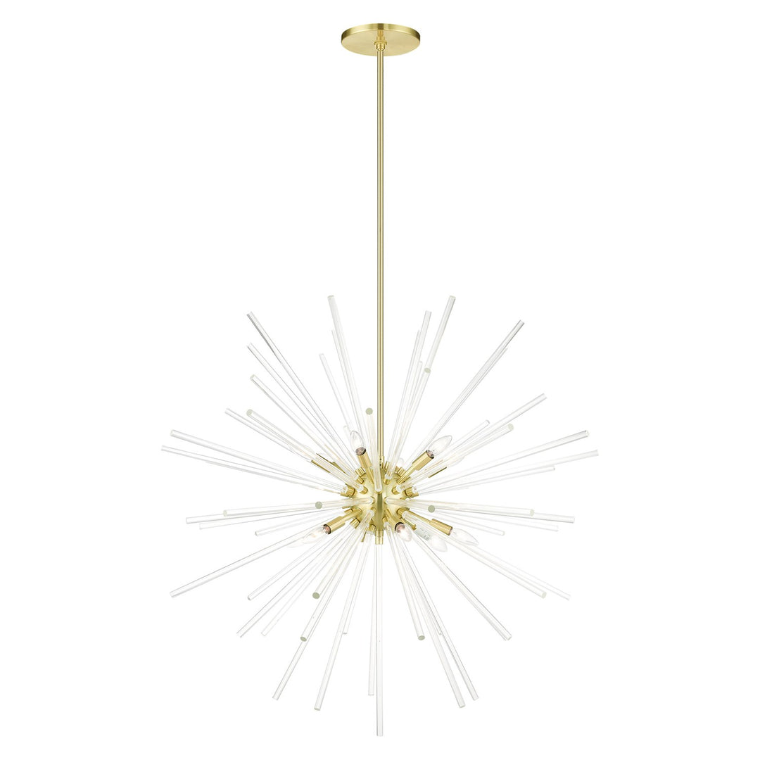 12 Light Satin Brass Foyer Pendant Chandelier by Livex Lighting