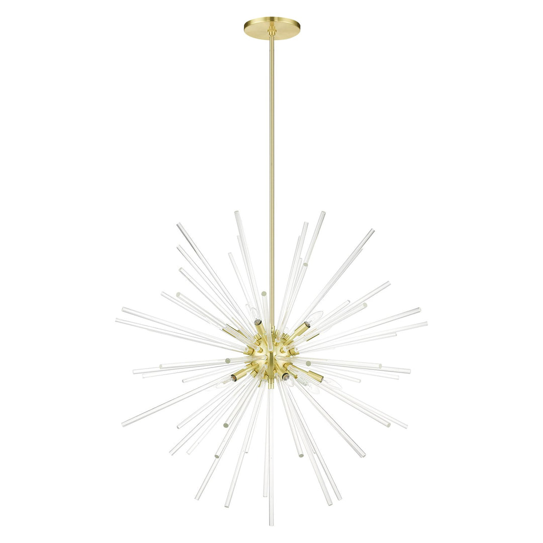 12 Light Satin Brass Foyer Pendant Chandelier