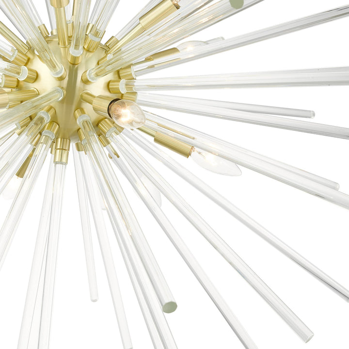 12 Light Satin Brass Foyer Pendant Chandelier