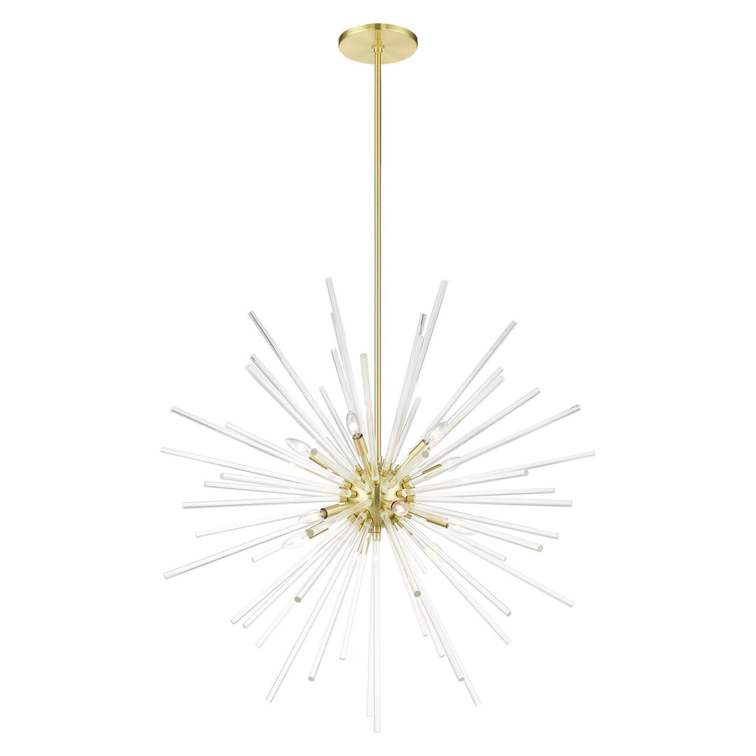 12 Light Satin Brass Foyer Pendant Chandelier