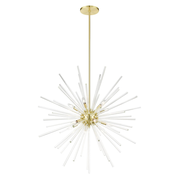 12 Light Satin Brass Foyer Pendant Chandelier