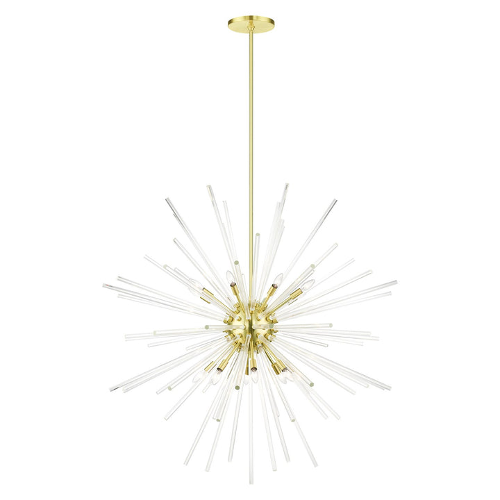 16 Light Satin Brass Foyer Pendant Chandelier by Livex Lighting