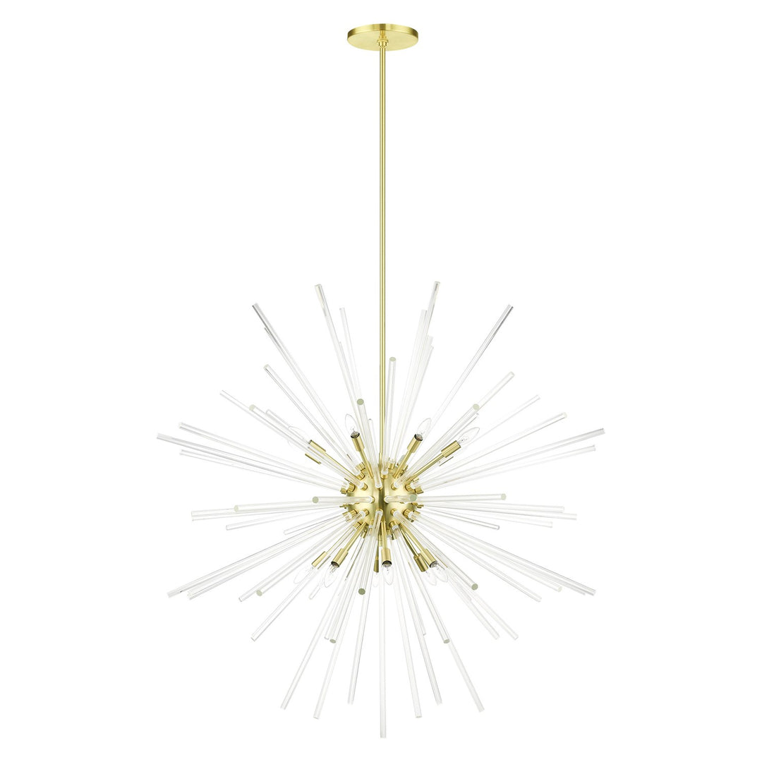 16 Light Satin Brass Foyer Pendant Chandelier