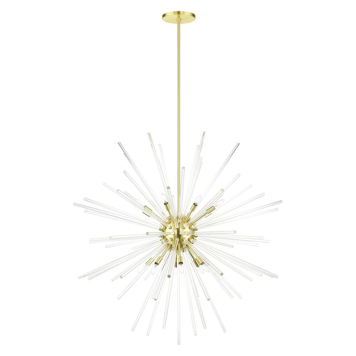 16 Light Satin Brass Foyer Pendant Chandelier