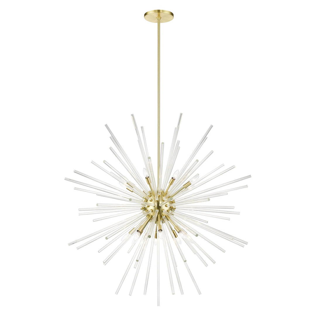 16 Light Satin Brass Foyer Pendant Chandelier