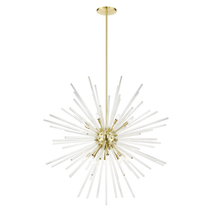 16 Light Satin Brass Foyer Pendant Chandelier