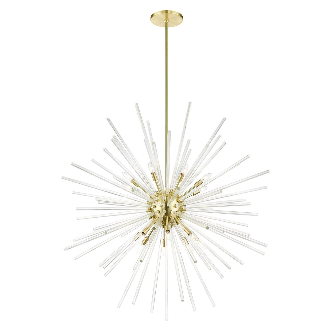 16 Light Satin Brass Foyer Pendant Chandelier