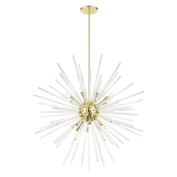 16 Light Satin Brass Foyer Pendant Chandelier