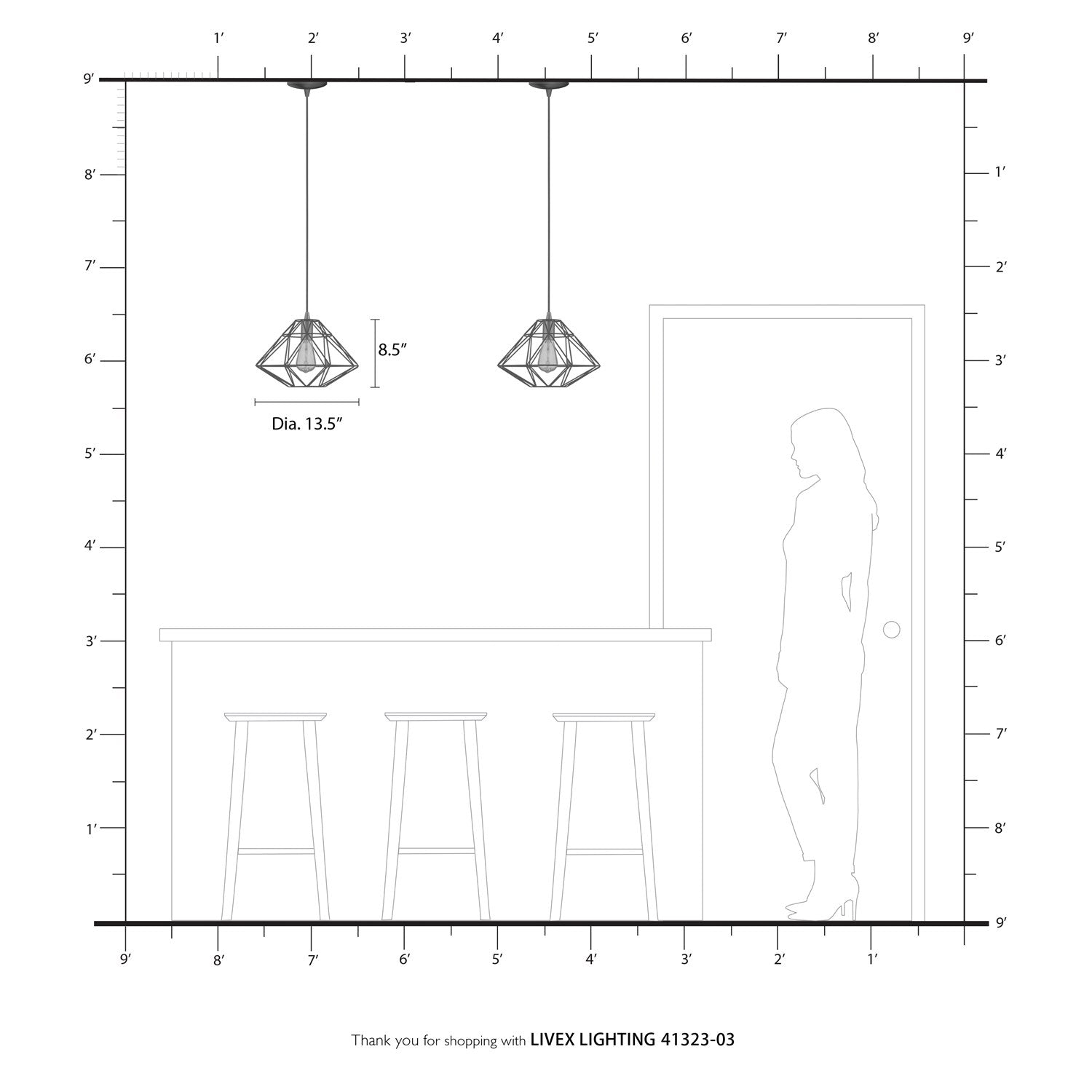 1 Light White Pendant