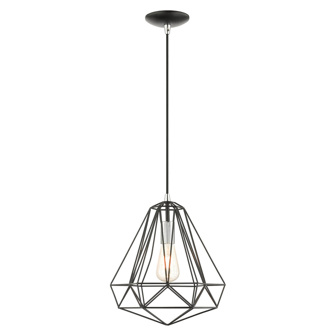1 Light Shiny Black Pendant by Livex Lighting