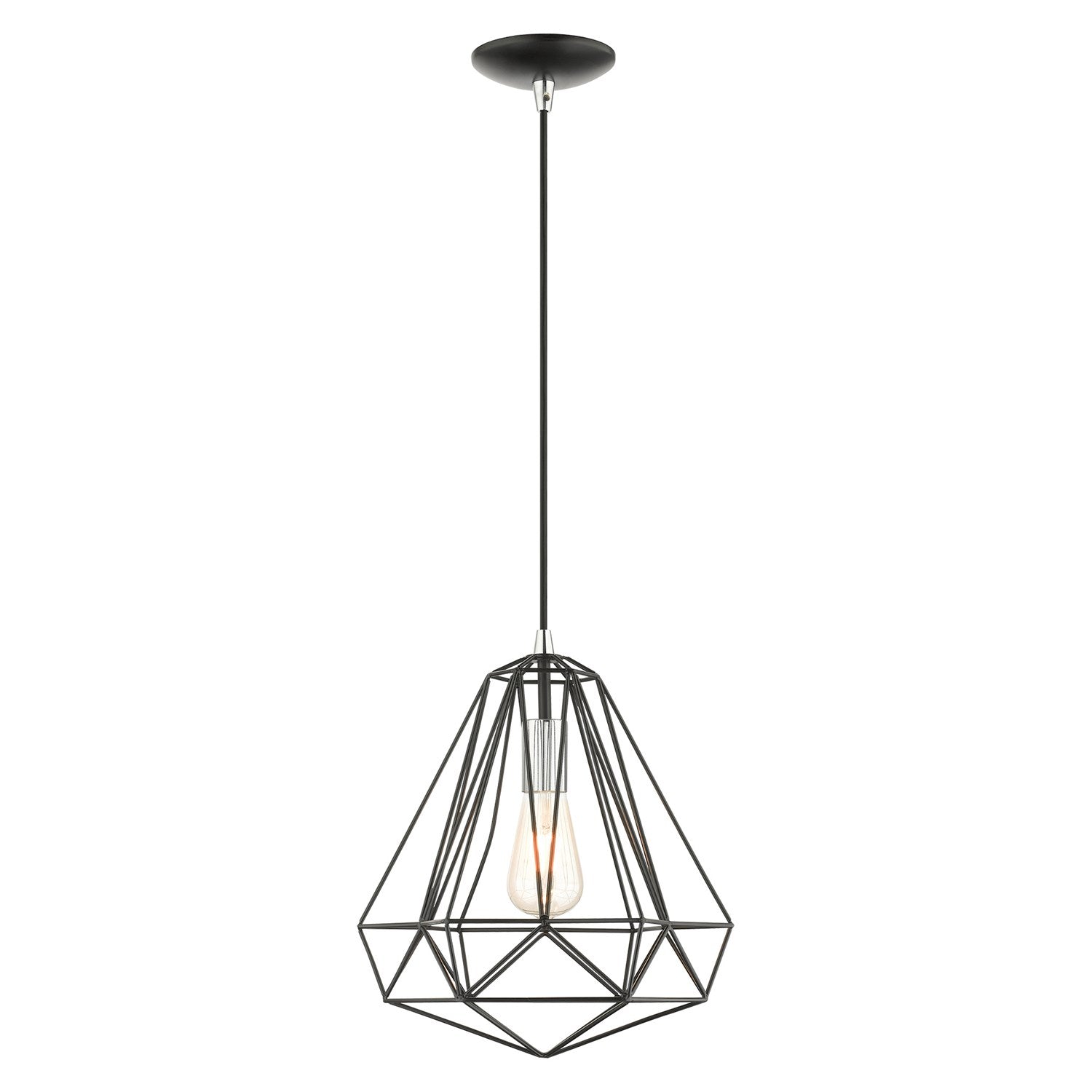 1 Light Shiny Black Pendant by Livex Lighting