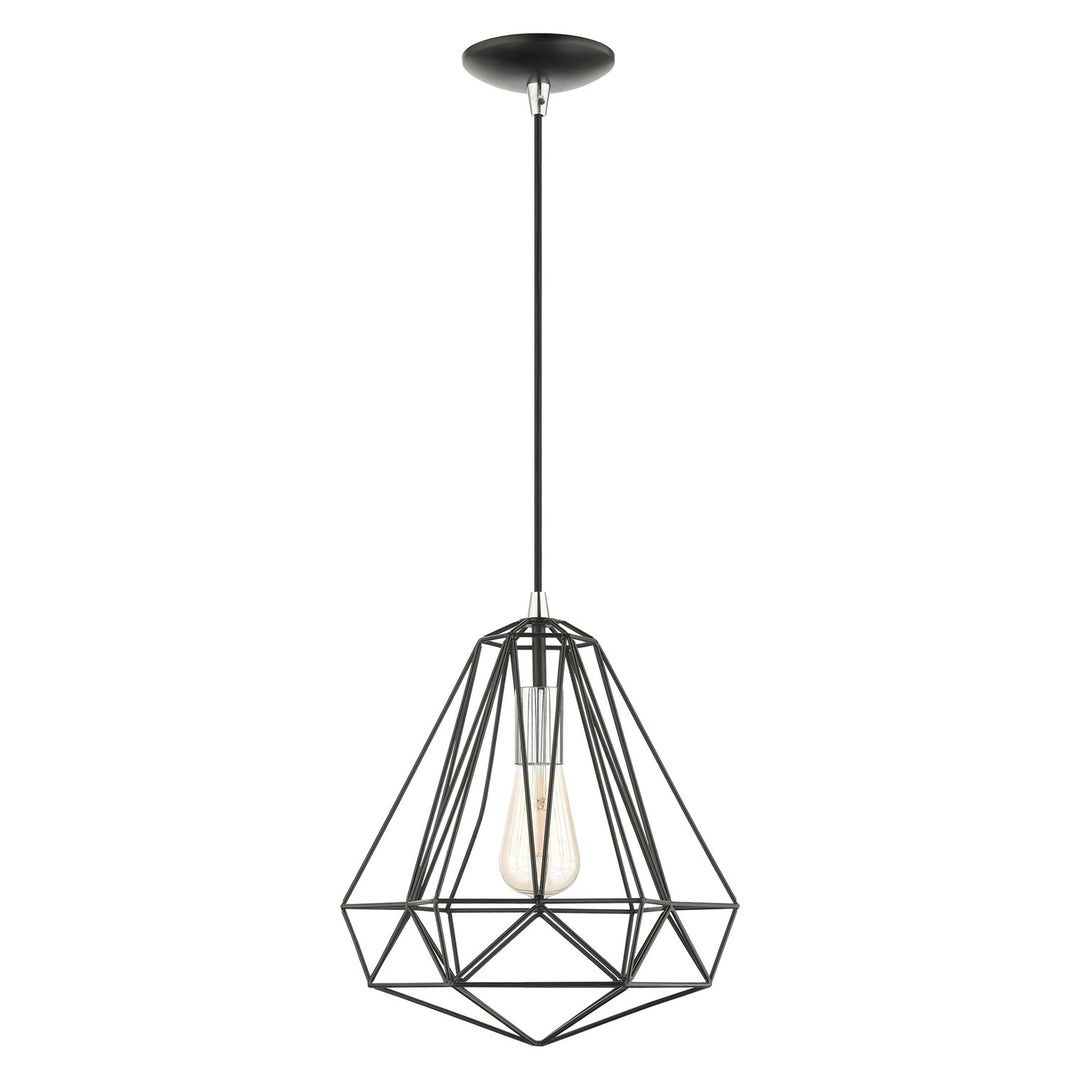 1 Light Shiny Black Pendant