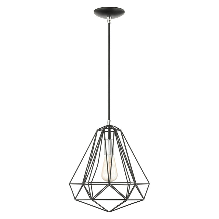 1 Light Shiny Black Pendant