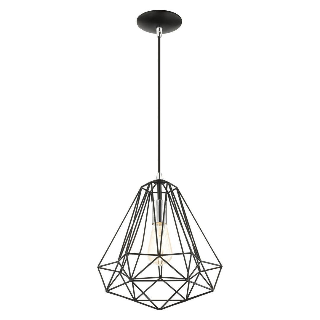 1 Light Shiny Black Pendant