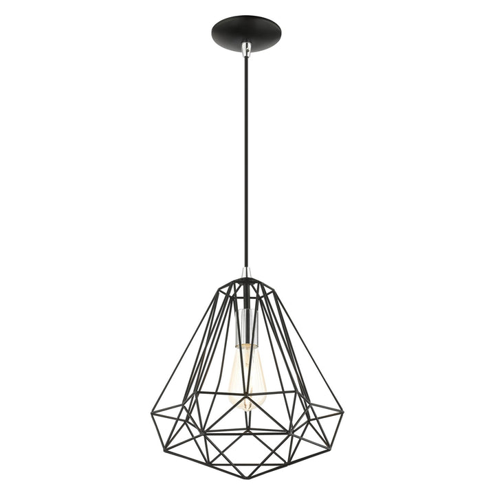 1 Light Shiny Black Pendant