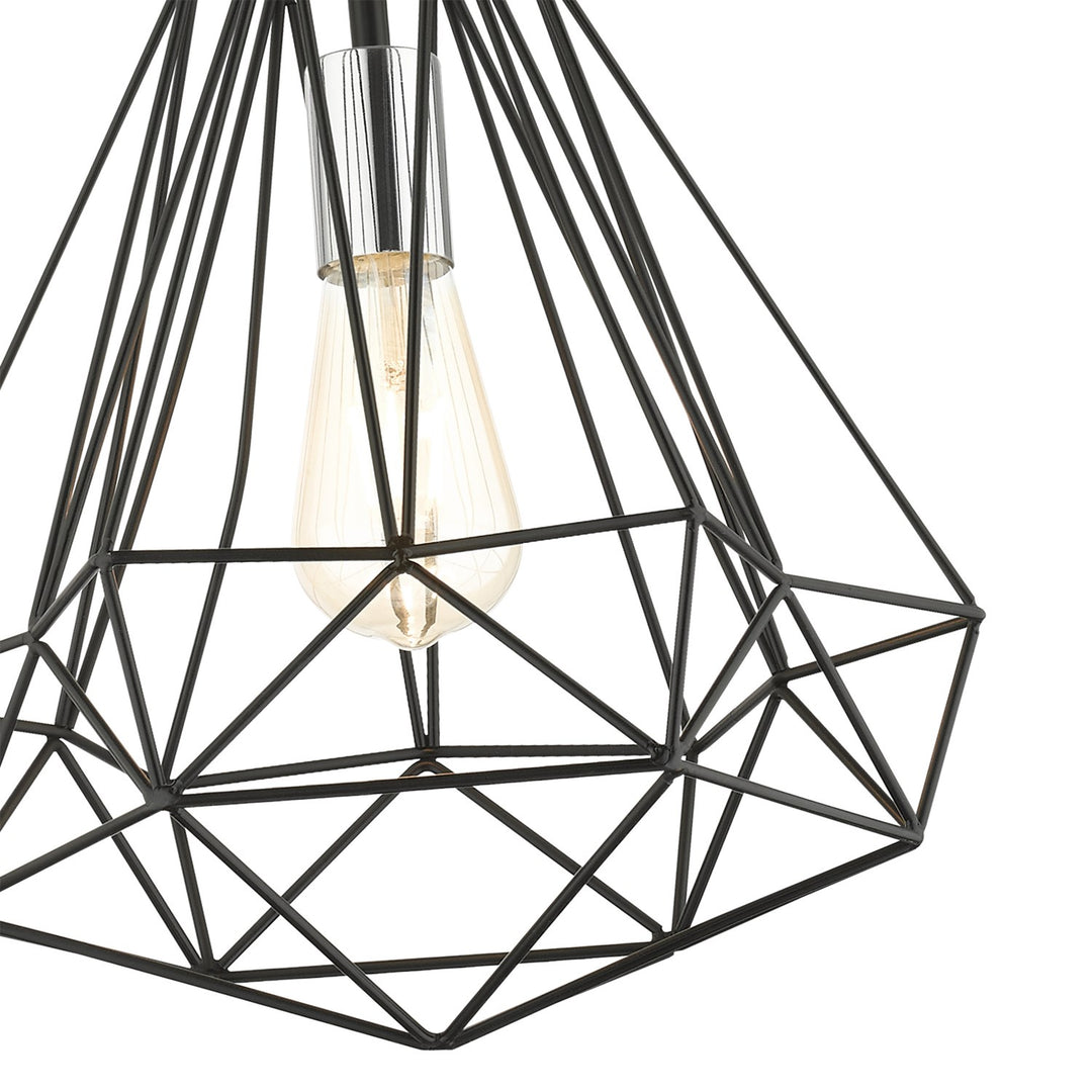 1 Light Shiny Black Pendant