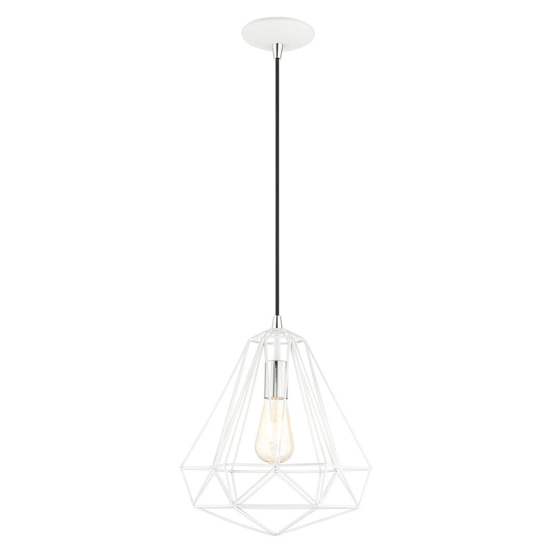 1 Light Shiny White Pendant by Livex Lighting