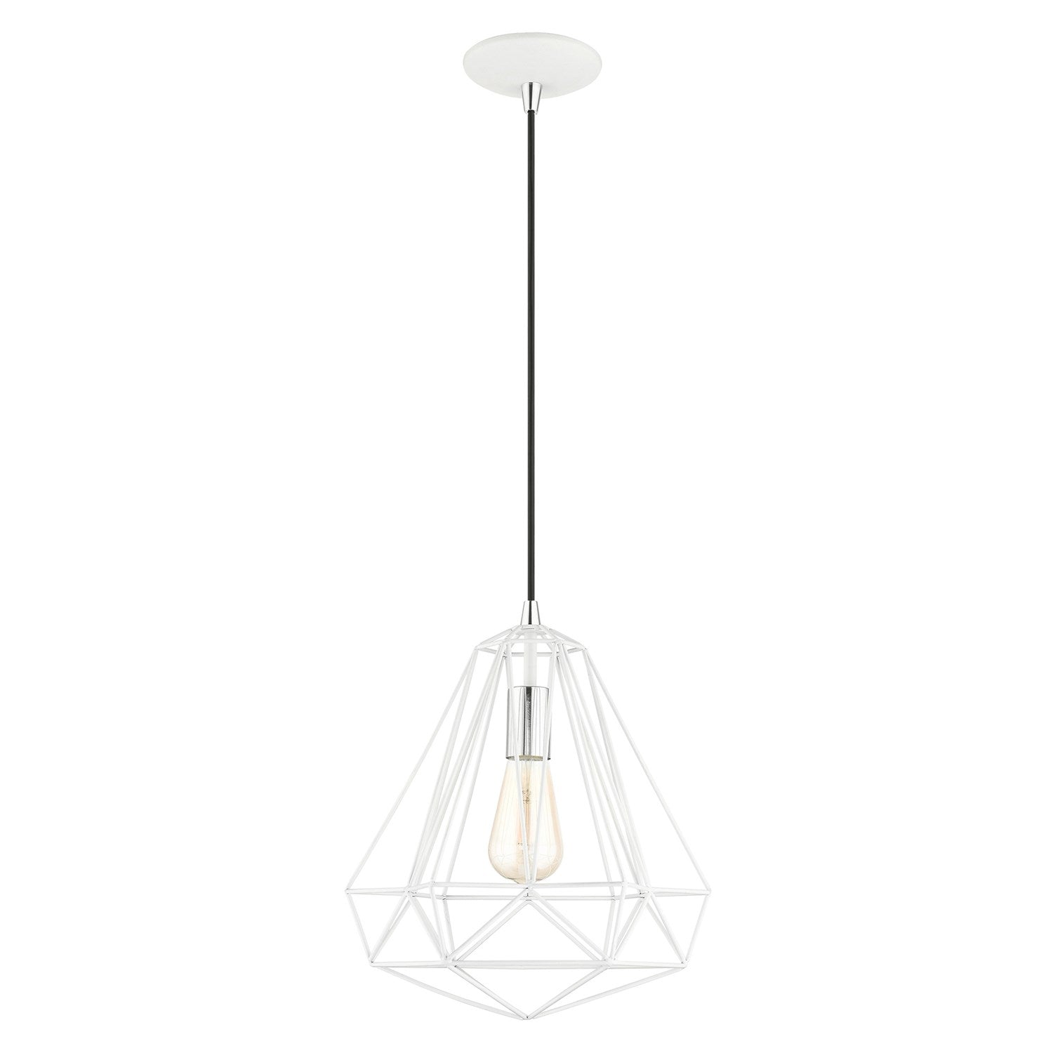 1 Light Shiny White Pendant
