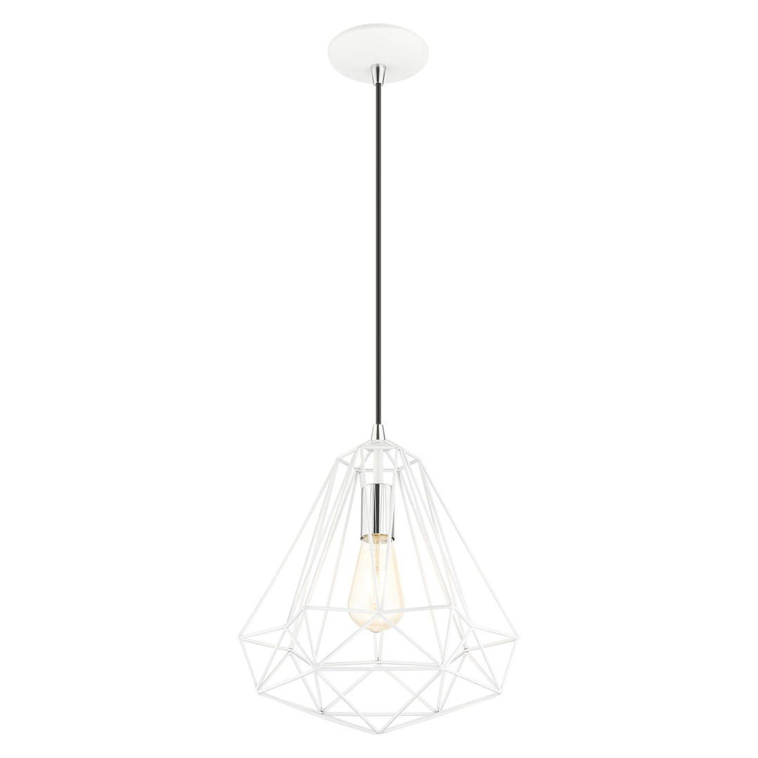 1 Light Shiny White Pendant