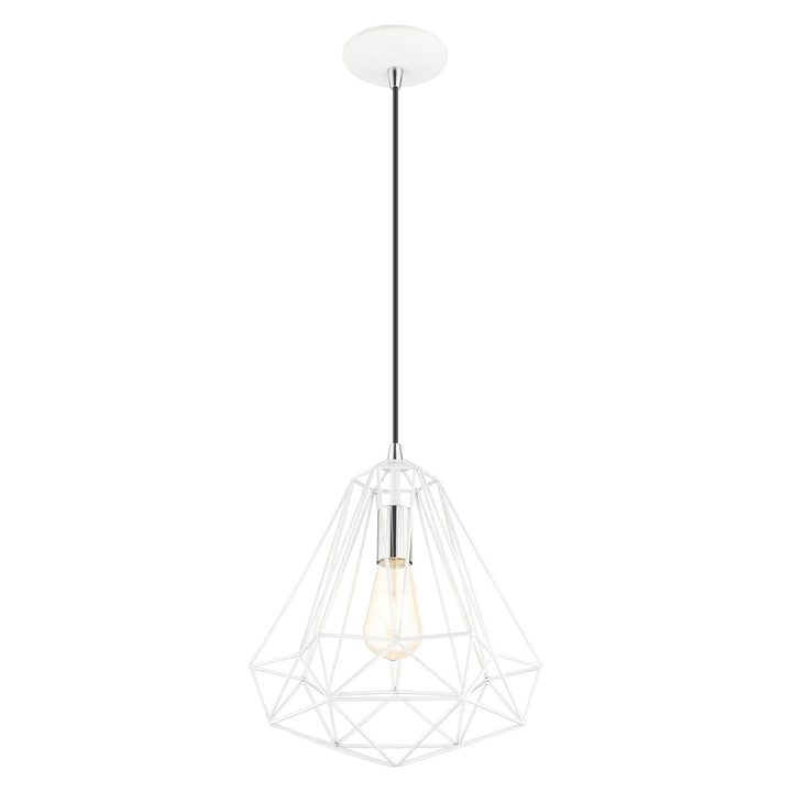 1 Light Shiny White Pendant