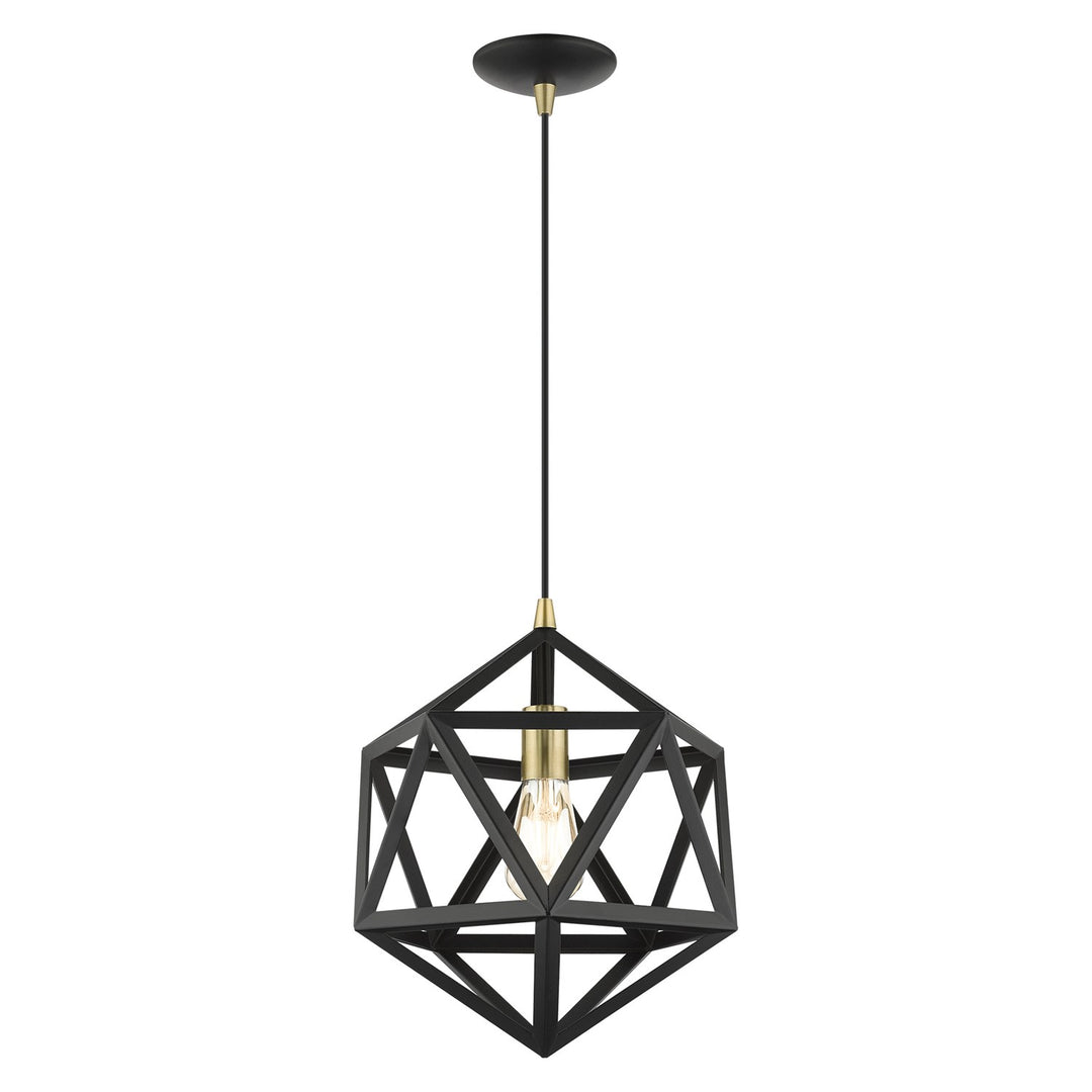 1 Light Textured Black Pendant