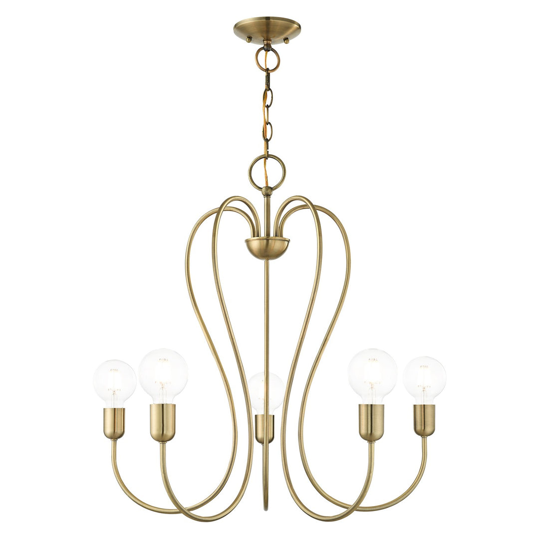 5 Light Antique Brass Chandelier by Livex Lighting