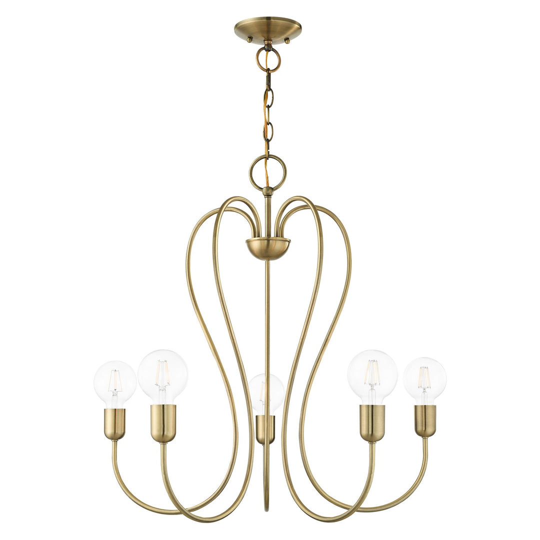 5 Light Antique Brass Chandelier