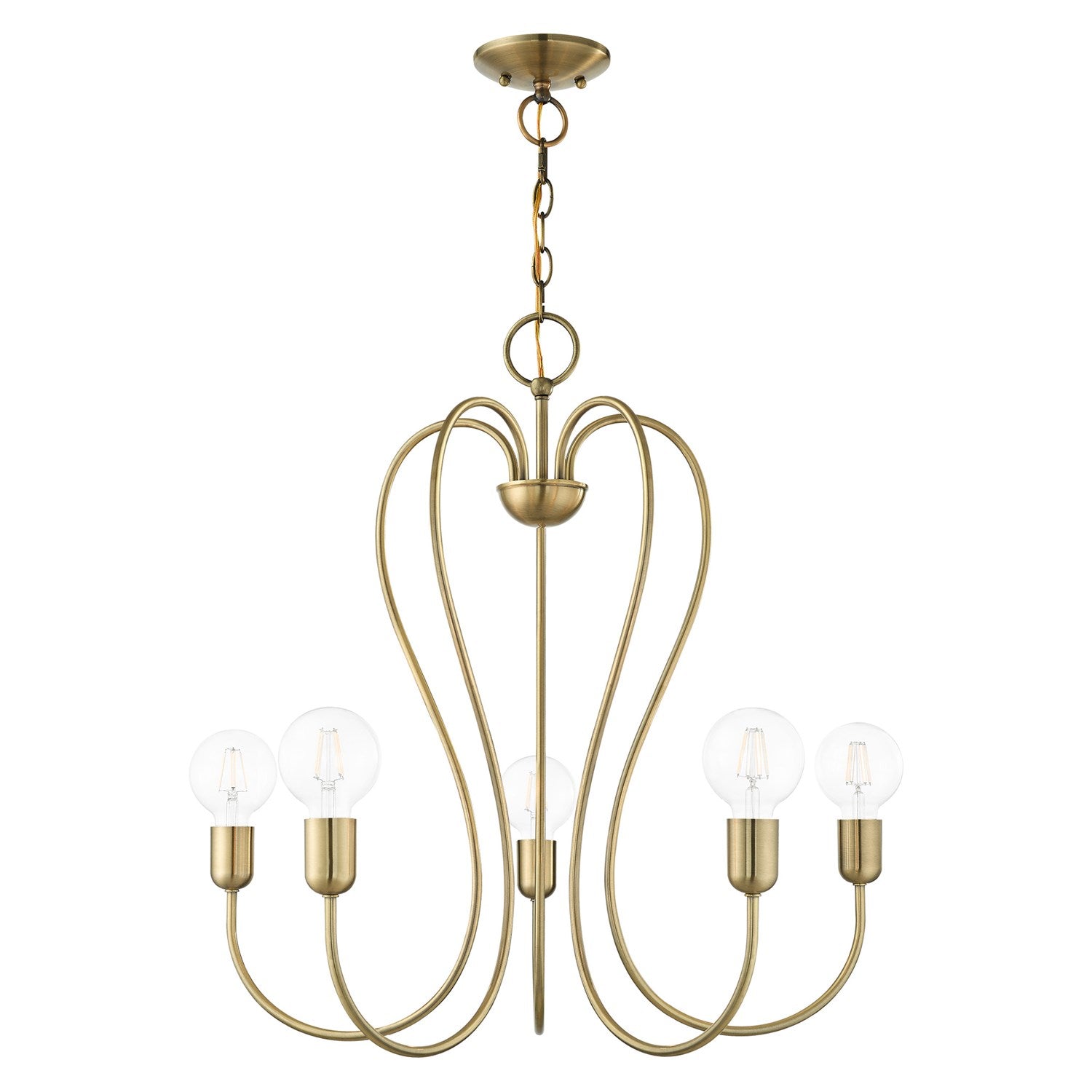 5 Light Antique Brass Chandelier