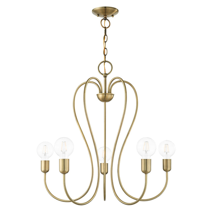 5 Light Antique Brass Chandelier