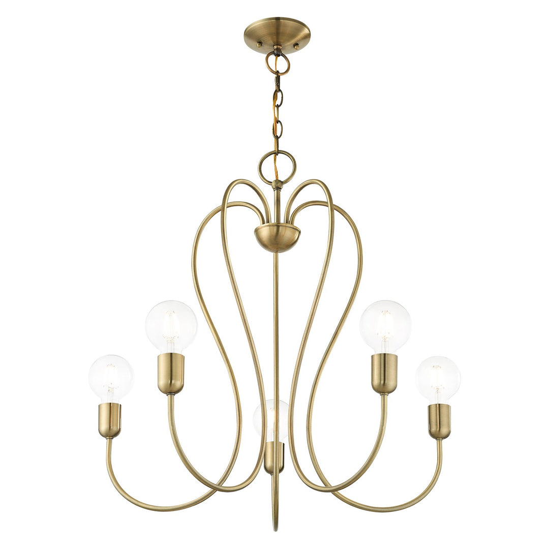 5 Light Antique Brass Chandelier